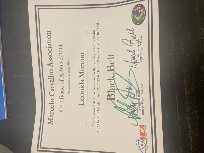 Black belt · January 29, 2022 · Promoted by Sadiq Daniels