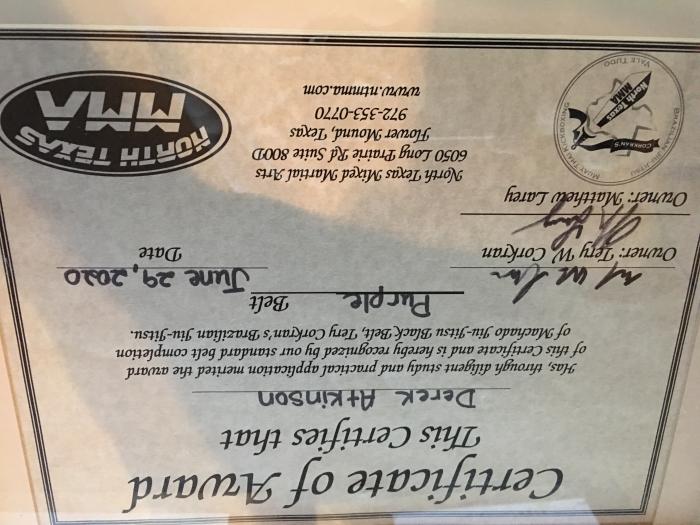 Purple belt · June 29, 2020 · Promoted by Tery Corkran