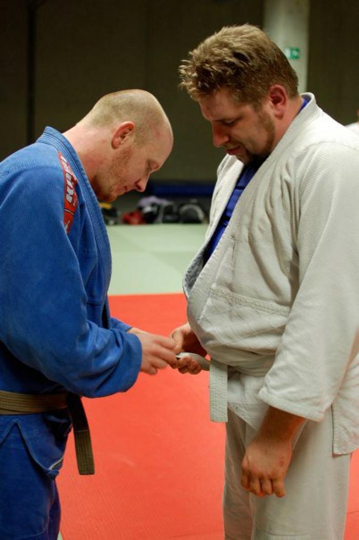 3rd White Stripe on White Belt given by Ken Van Gilbergen 28 March 2011