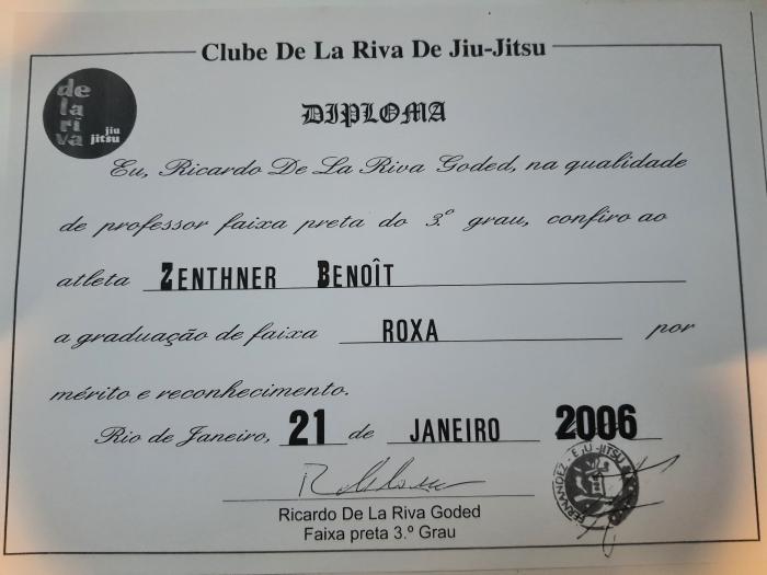 Purple belt · January 21, 2006 · Promoted by Ricardo De La Riva