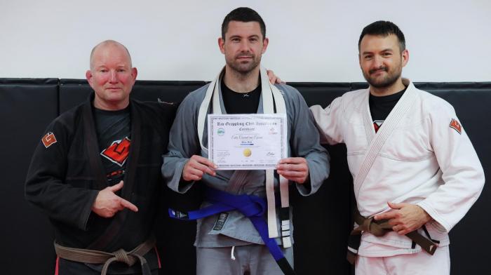 Blue belt promotion - Coach Reinhardt and Coach Dave