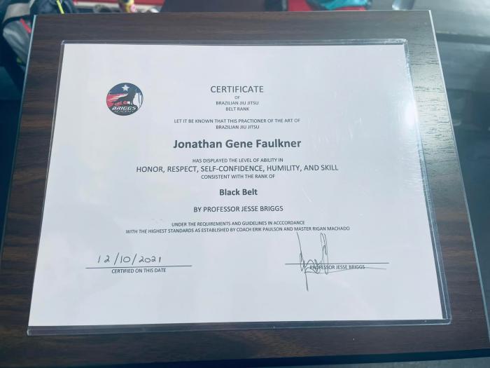 Black belt · December 11, 2021 · Promoted by Jesse Briggs