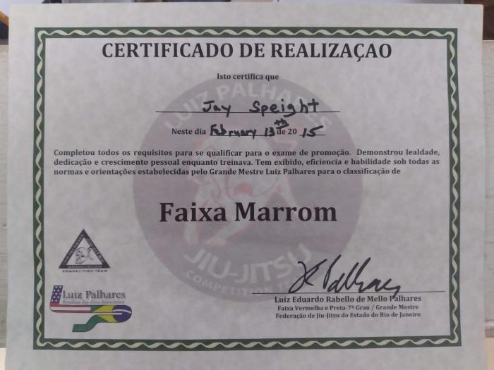 Brown belt · February 13, 2015 · Promoted by Luiz Palhares