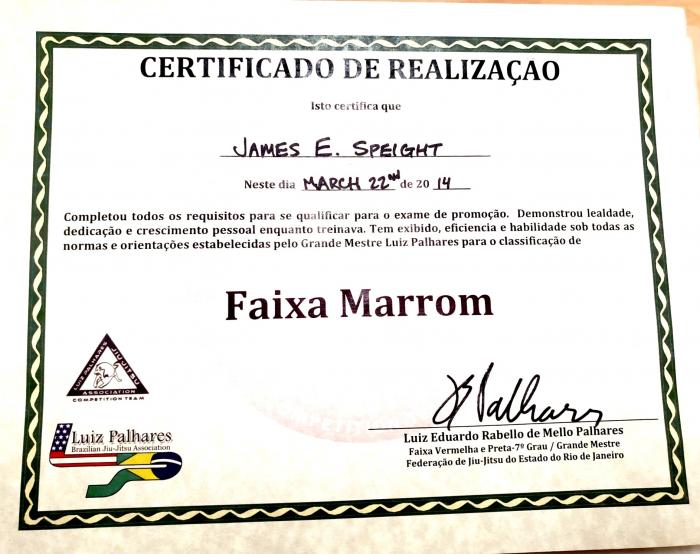 Brown belt · March 22, 2014 · Promoted by Luiz Palhares
