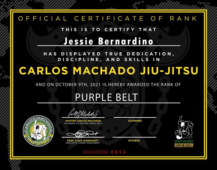 Purple belt · October 9, 2021 · Promoted by Larry Keith