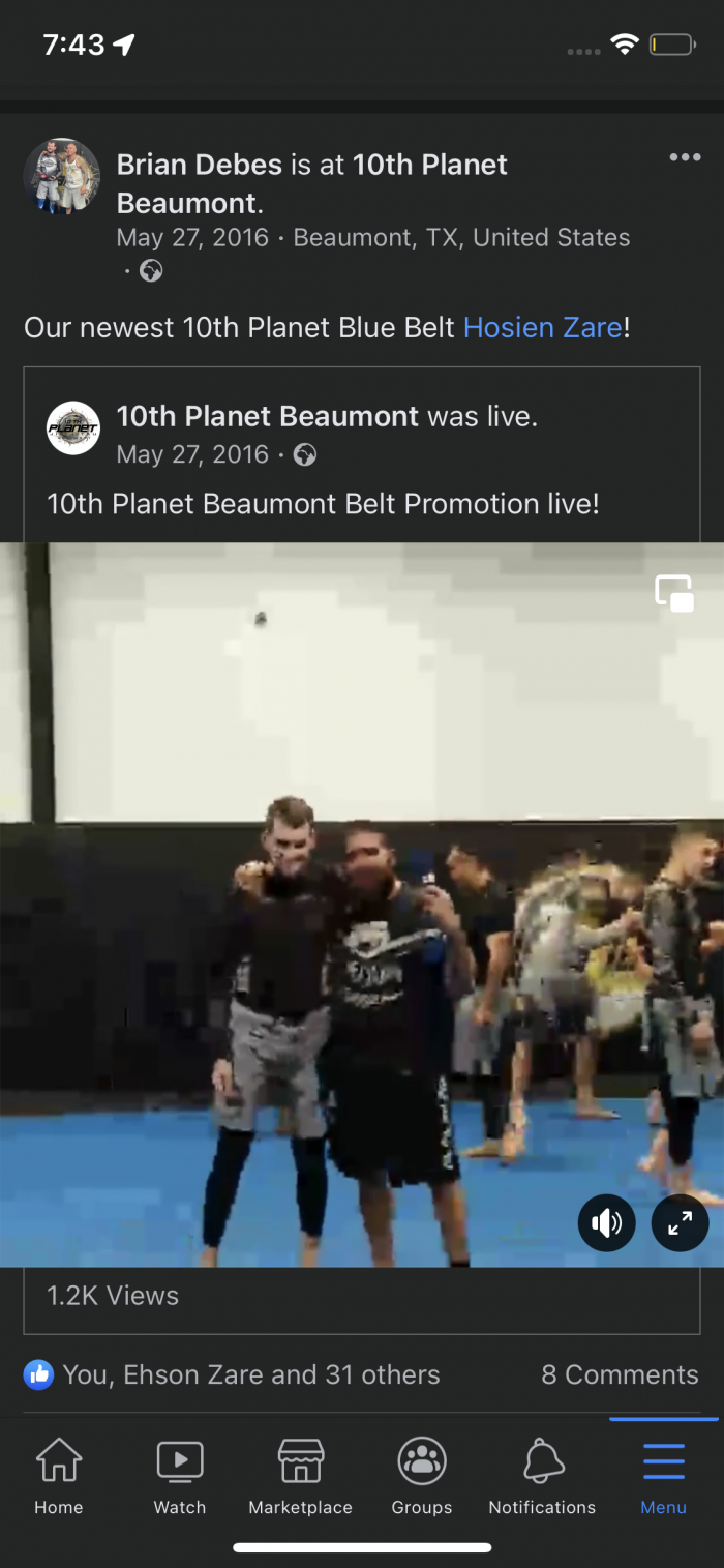 Blue belt · May 27, 2016 · Promoted by Brian Debes