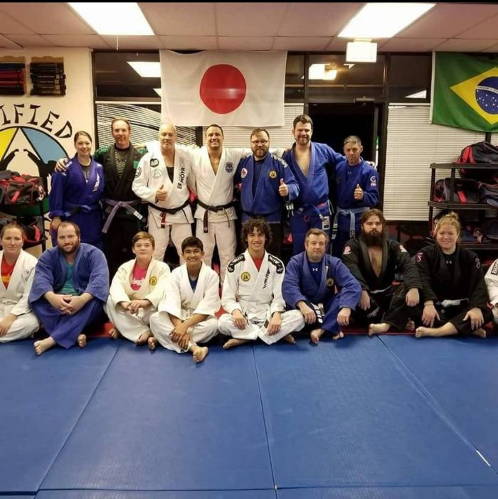 Still a blue belt with Sean Raki, but you can see the stripes on my belt here