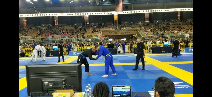 Competing at the Orlando Open in 2018. Last tournament as a blue belt.