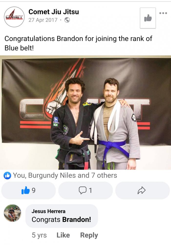 Blue belt · April 27, 2017 · Promoted by Travis McIlvenna