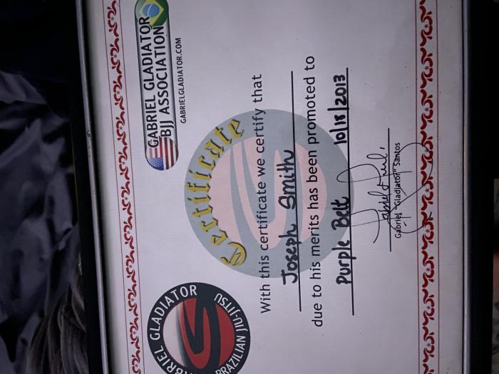 Purple belt · October 18, 2013 · Promoted by Gabriel Gladiator