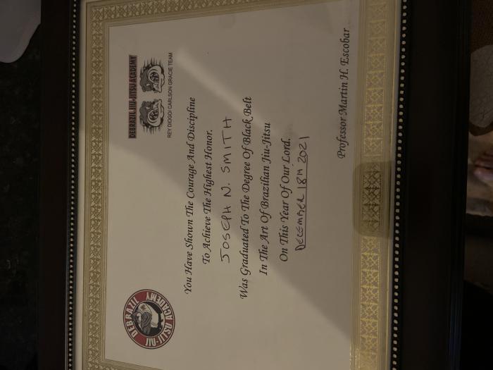 Black belt · December 18, 2021 · Promoted by Professor Martin Escobar