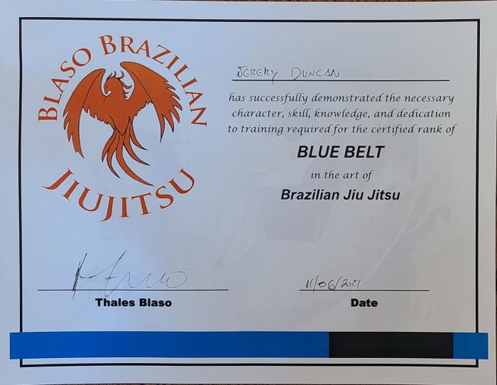 Blue Belt Certificate