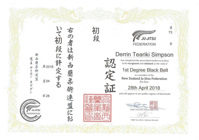 Black belt 1st degree · April 28, 2018 · Promoted by John Ouano