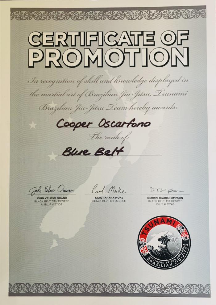 Blue belt · February 26, 2022 · Promoted by Pina Simpson