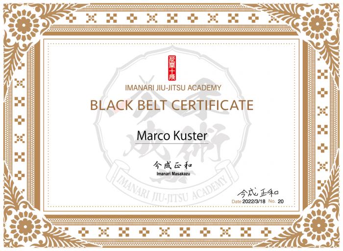 Black belt · March 18, 2022 · Promoted by Masakazu Imanari