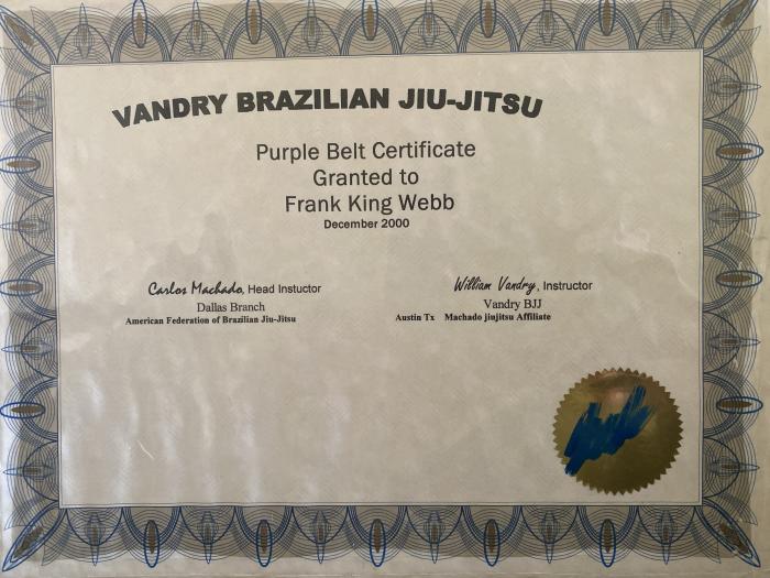 Purple belt · December 5, 2002 · Promoted by Carlos Machado