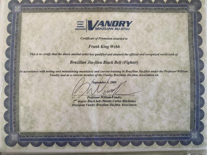 Black belt · September 5, 2009 · Promoted by William Vandry