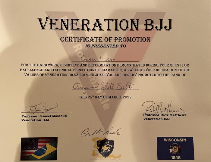 Orange belt · March 25, 2022 · Promoted by Jameel Massouh