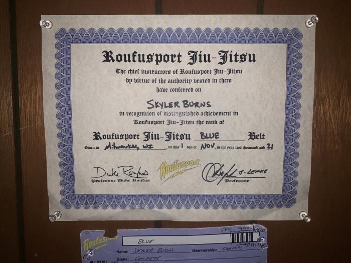 Blue belt · November 1, 2021 · Promoted by Justin Lemke