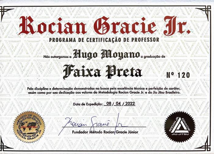 Black belt · April 8, 2022 · Promoted by Rocian Gracie Jr.