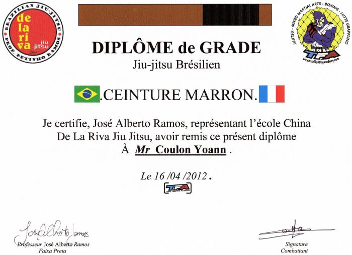 Brown belt · April 16, 2012 · Promoted by José Alberto Ramos