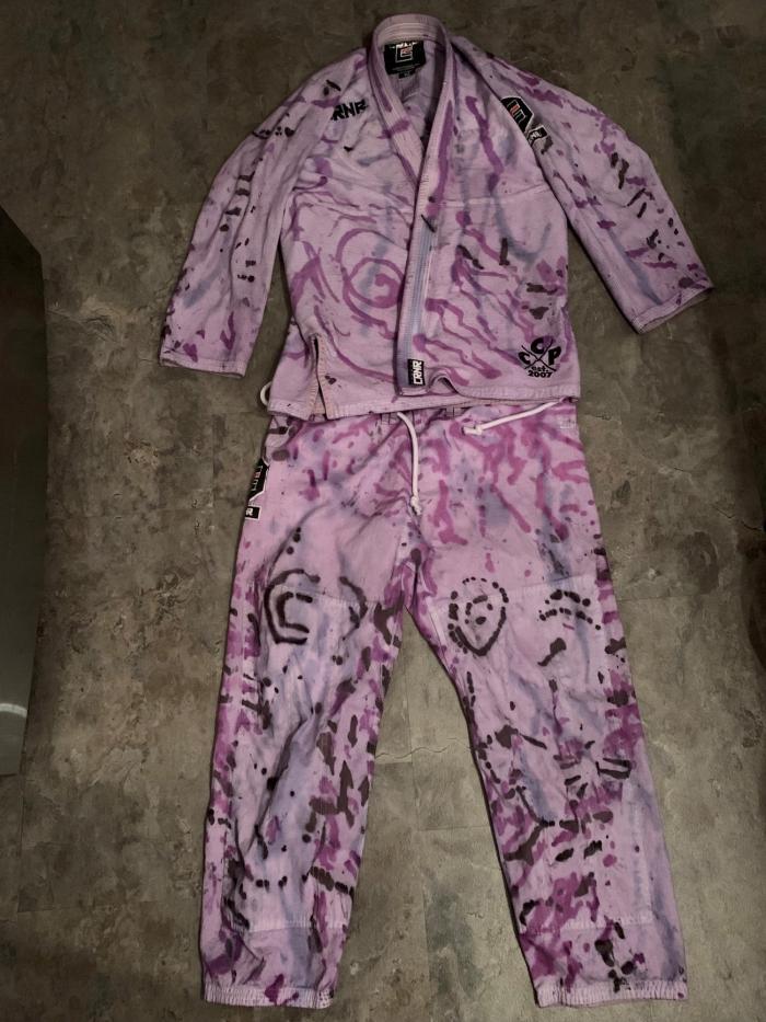 One of the tie dye gis I made for a team mate