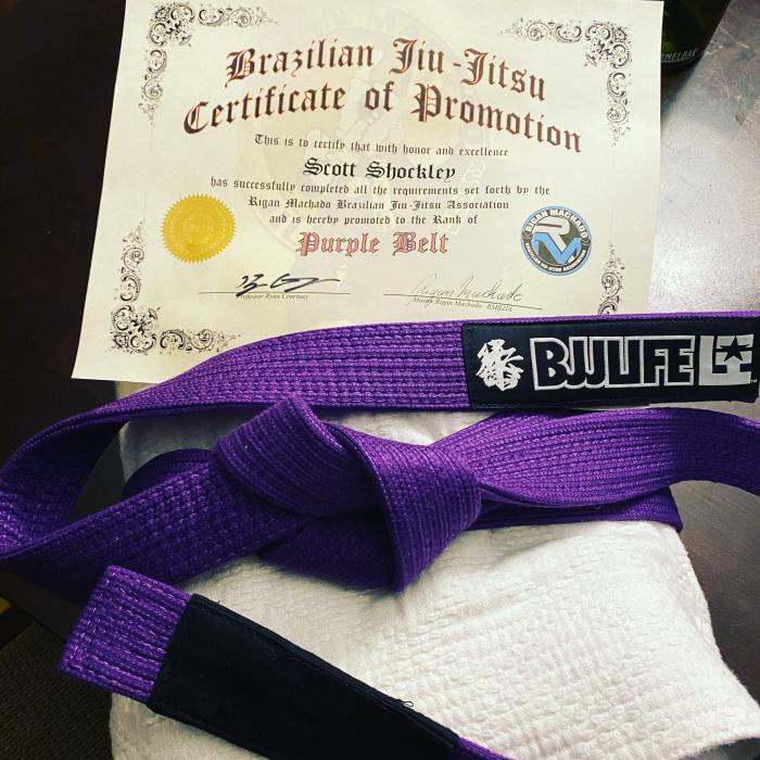 Purple belt · April 14, 2021 · Promoted by Ryan Courtney