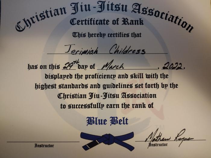 Blue belt · September 27, 2022 · Promoted by Mathew Reyna