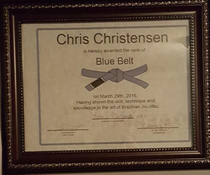 Blue belt · March 29, 2016 · Promoted by Joel Thomas