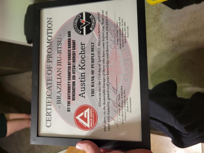 Purple belt · April 22, 2022 · Promoted by Marvin Morris