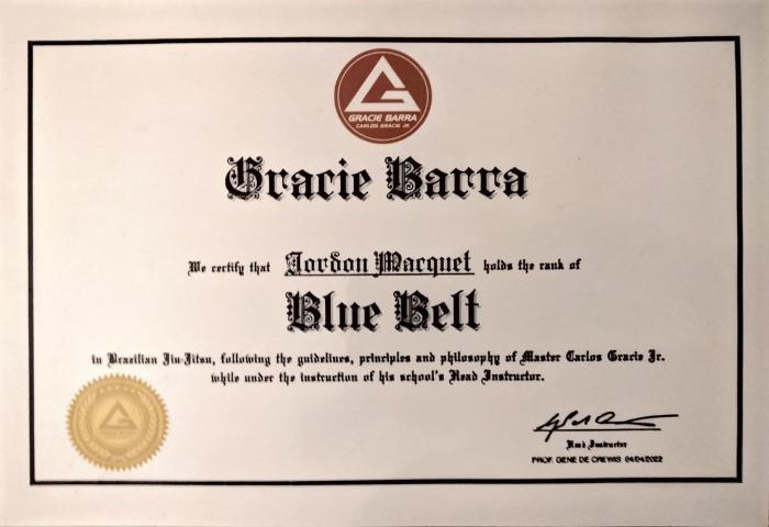 Blue belt · August 9, 2022 · Promoted by Gene De Crewis