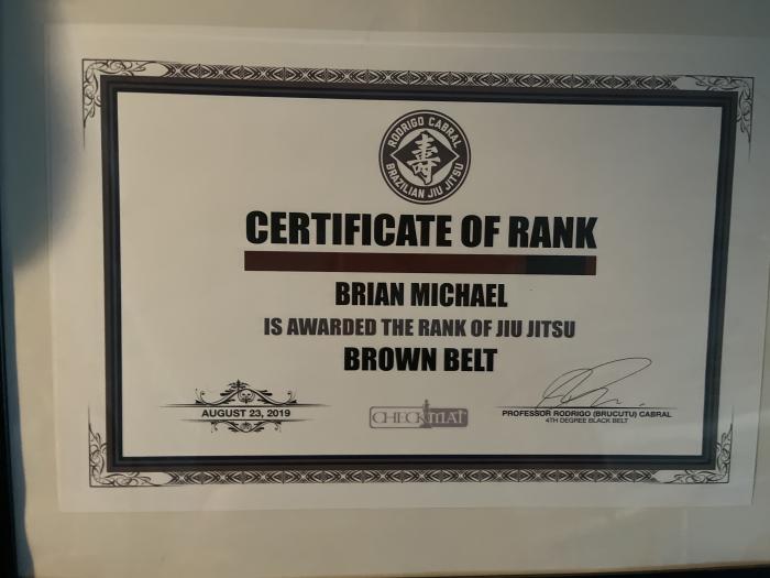 Brown belt · August 1, 2019 · Promoted by Rodrigo Cabral