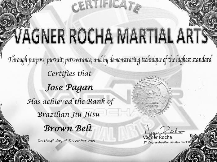 Brown belt · December 4, 2021 · Promoted by Vagner Rocha