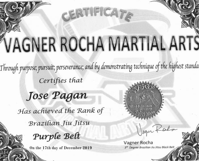 Purple belt · December 17, 2019 · Promoted by Vagner Rocha