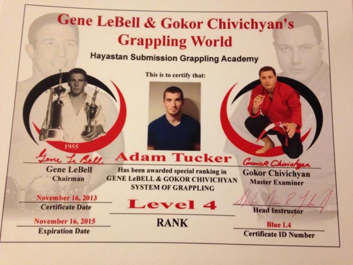Blue belt · November 7, 2011 · Promoted by Gokor Chivichyan