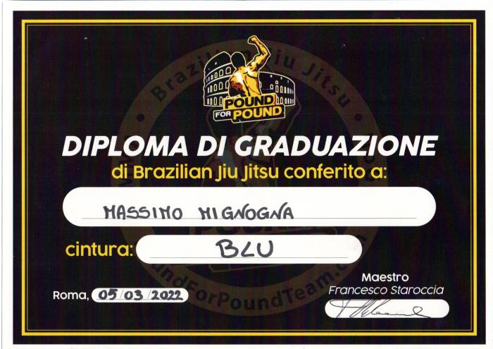 Blue belt · March 5, 2022 · Promoted by Francesco Staroccia