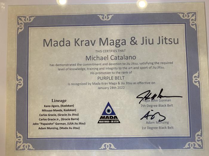 Purple belt · January 28, 2022 · Promoted by Adam Munzing