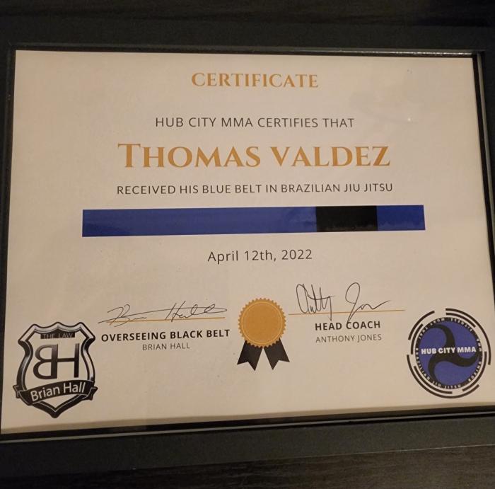 Blue belt · April 12, 2022 · Promoted by Anthony Jones