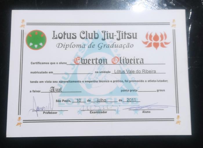 Blue belt · July 10, 2011 · Promoted by Aderson Mello
