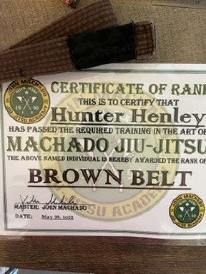 Brown belt · May 28, 2022 · Promoted by John Machado