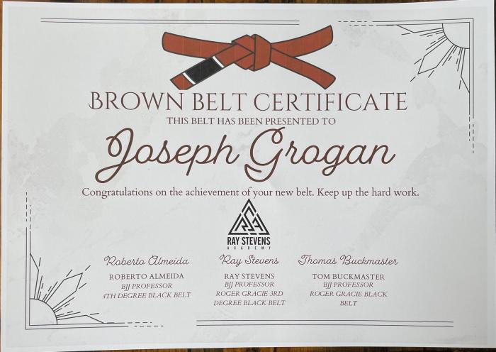 Brown belt · May 10, 2022 · Promoted by Ray Stevens