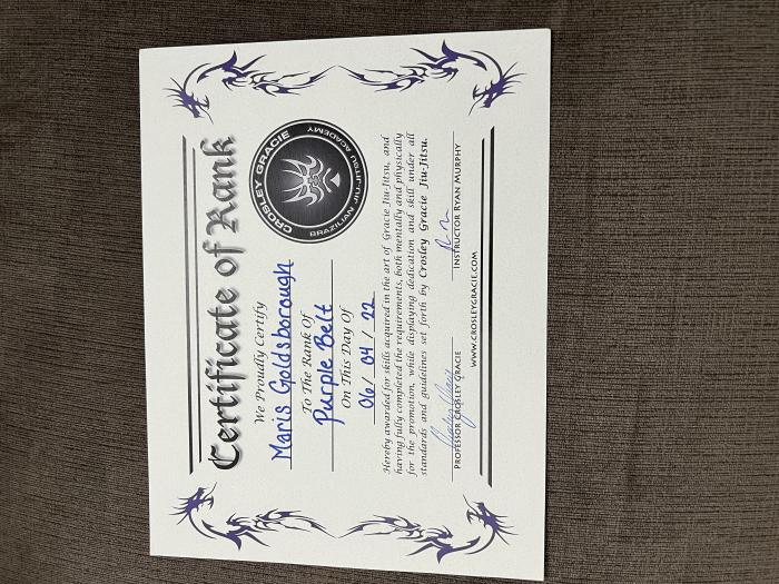 Purple belt · June 4, 2022 · Promoted by Crosley Gracie