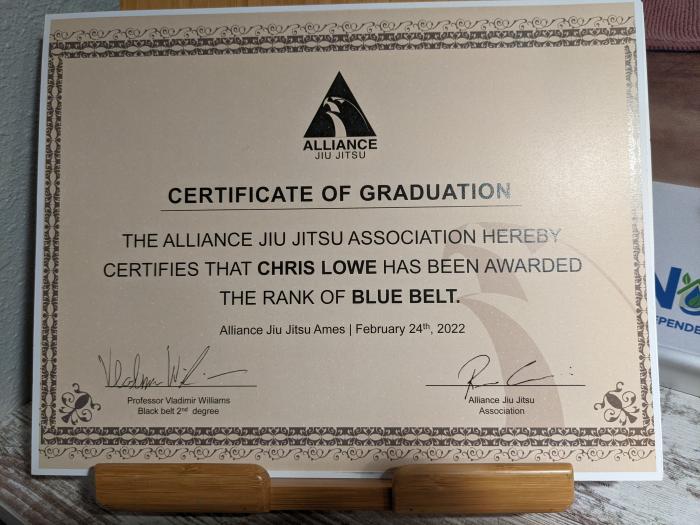 Blue belt · February 24, 2022 · Promoted by Vladimir Williams