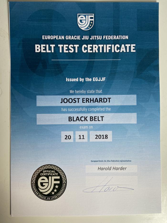 Black belt · November 20, 2018 · Promoted by Harold Harder