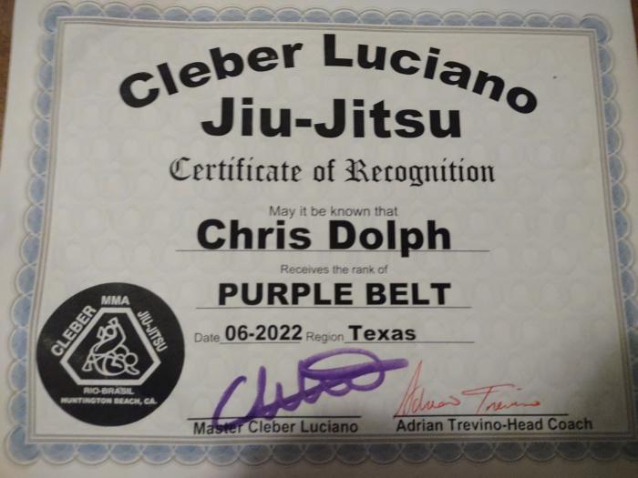 Purple belt · June 11, 2022 · Promoted by Adrian Trevino