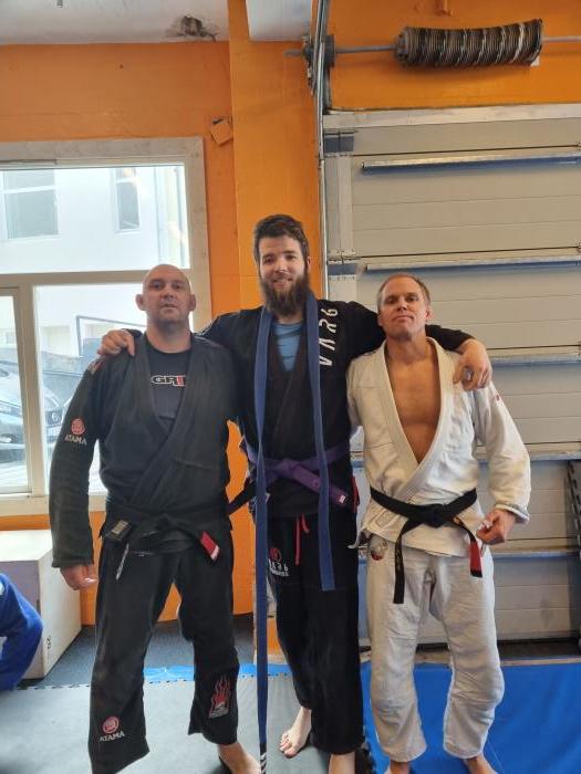 Purple Belt promotion 19.june.2022. With Robert and Anders. Aalesund bjj.