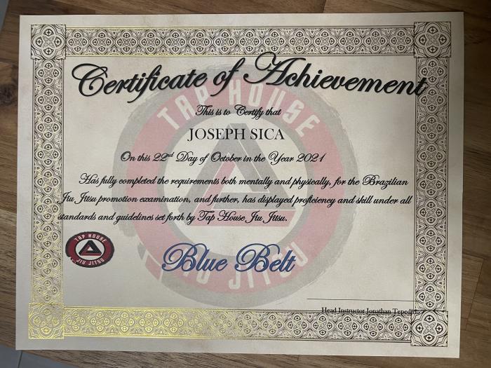 Blue belt · October 1, 2021 · Promoted by Rich Komar