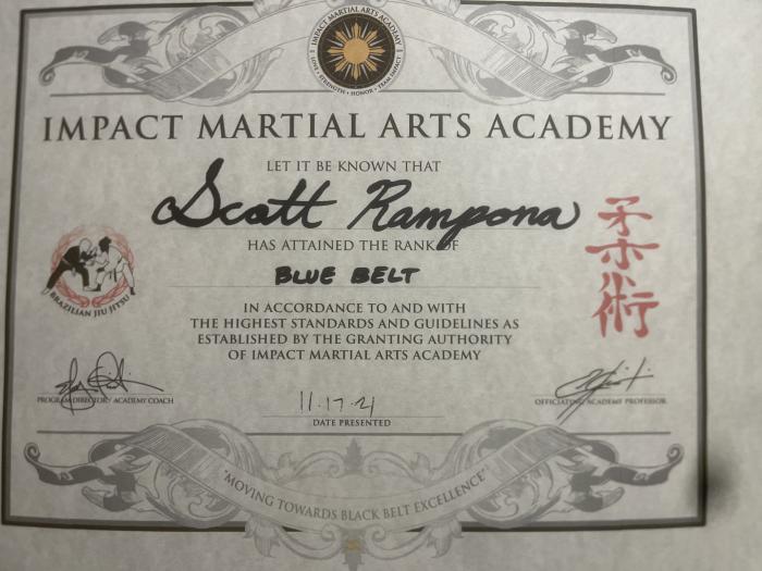 Blue belt · November 17, 2021 · Promoted by Guro Ervin Quintin