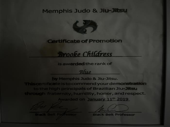 Blue belt · January 11, 2019 · Promoted by Steven combs