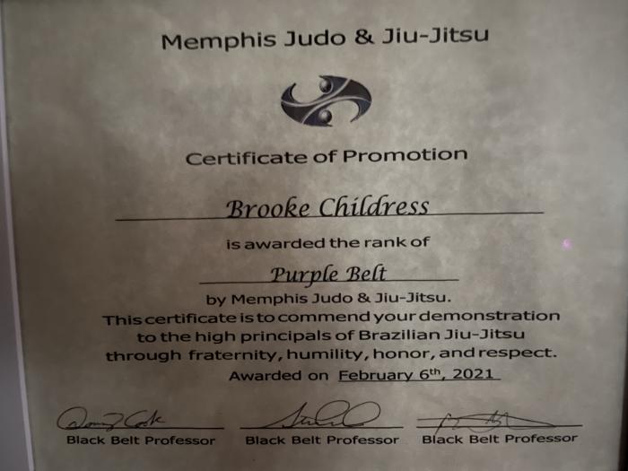 Purple belt · February 6, 2021 · Promoted by Donny Cook